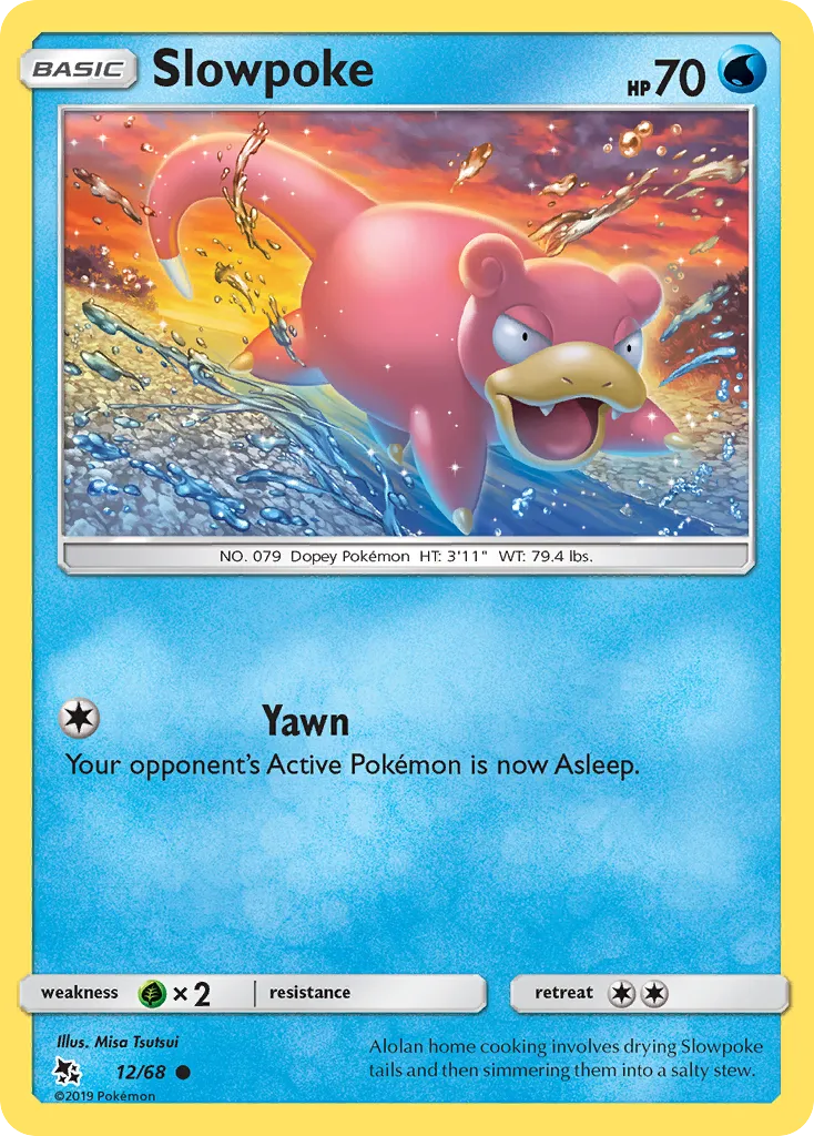 2019 Hidden Fates Slowpoke Common #12/68 Common card image
