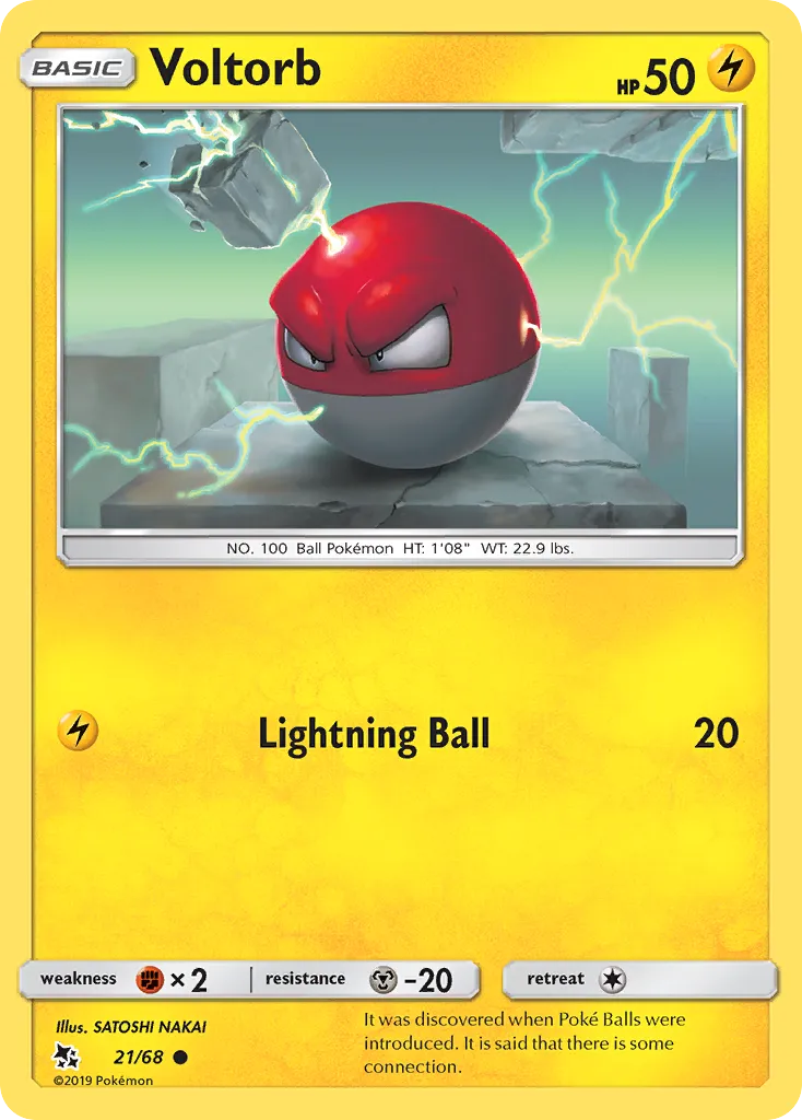 2019 Hidden Fates Voltorb Common #21/68 Common card image