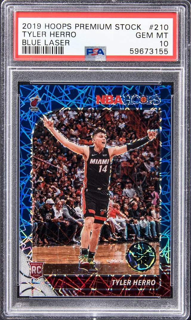 2019 Hoops Tyler Herro Premium Stock Blue Laser #210 card image