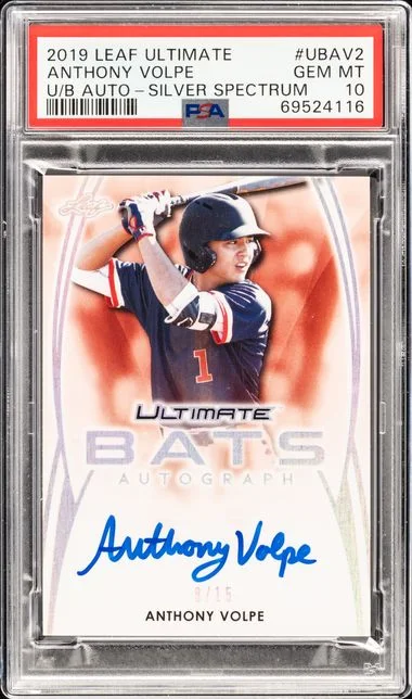 2019 Leaf Anthony Volpe Ultimate Ultimate Bats Autographs Silver Spectrum #Ubav2 card image