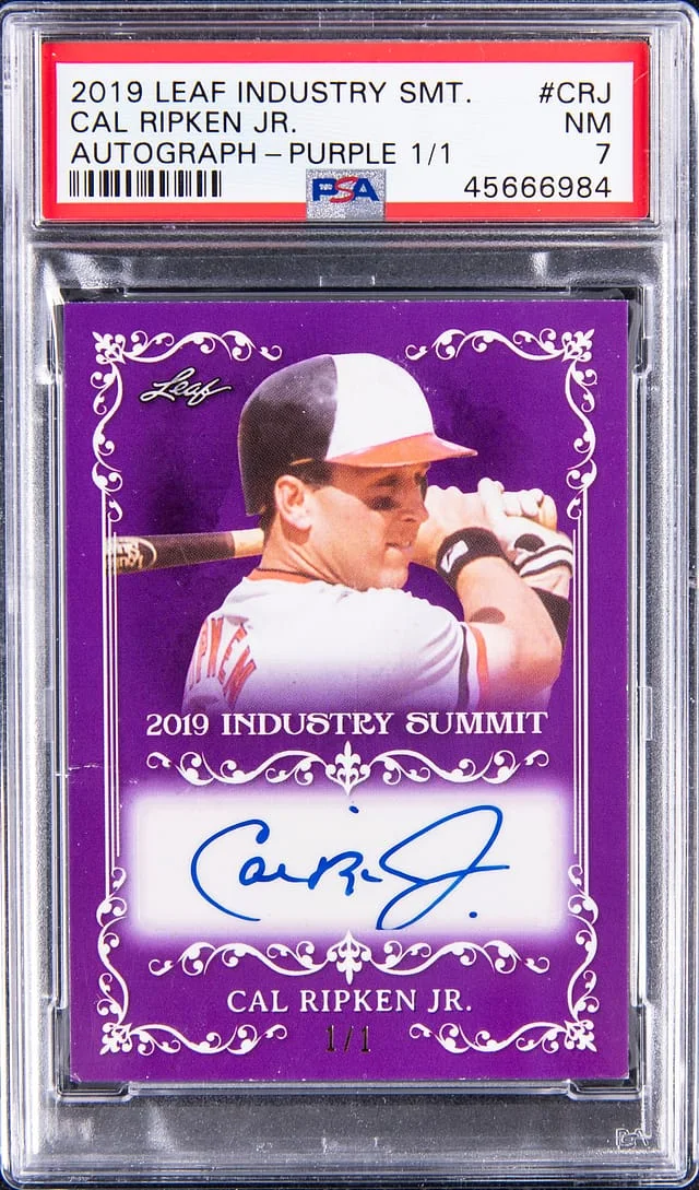 2019 Leaf Cal Ripken Jr. Industry Summit Autograph Purple #IS-CRJ card image