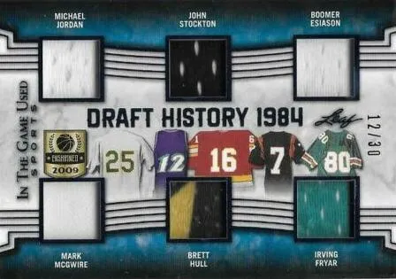 2019 Leaf In the Game Used Michael Jordan Draft History 6 Relics #DH-19 card image