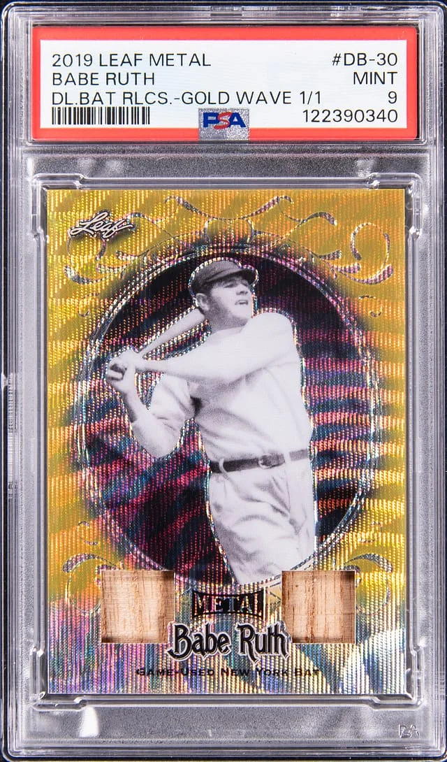 2019 Leaf Metal Babe Ruth Dual Bat Relics Gold Wave #DB-30 card image