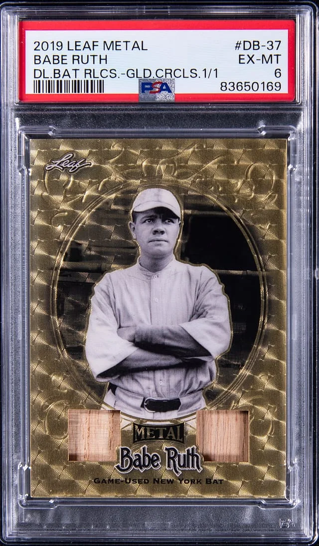 2019 Leaf Metal Babe Ruth Dual Bat Relics Gold Circles #DB-37 card image