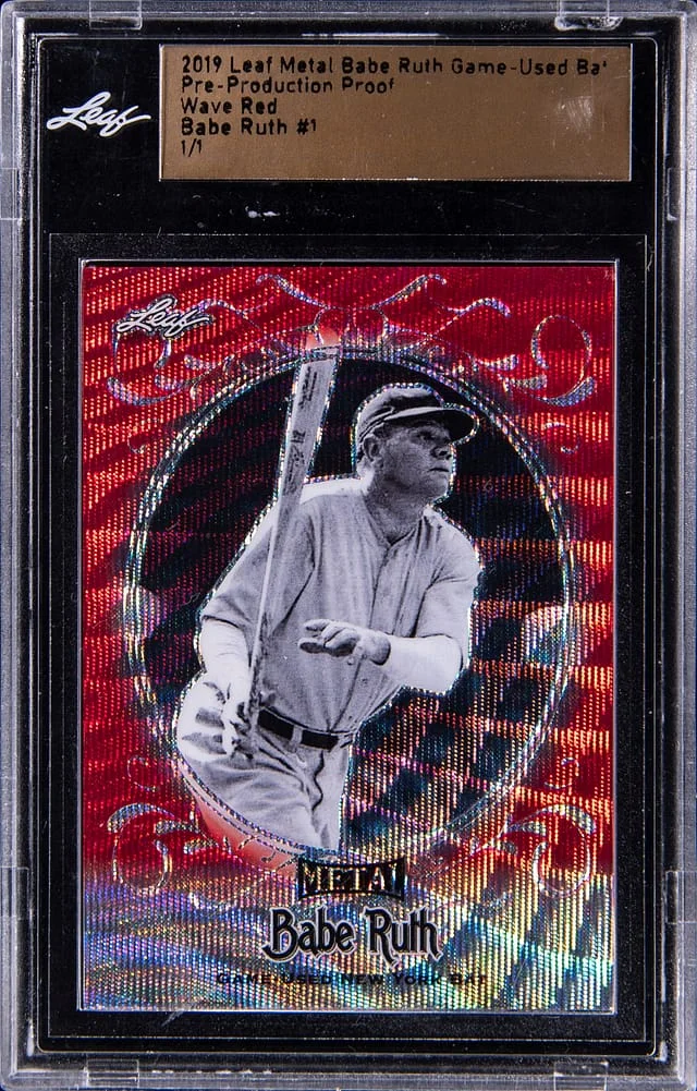 2019 Leaf Metal Babe Ruth - Leaf Encased Babe Ruth Game-Used Bat Pre-Production Proof #1 card image