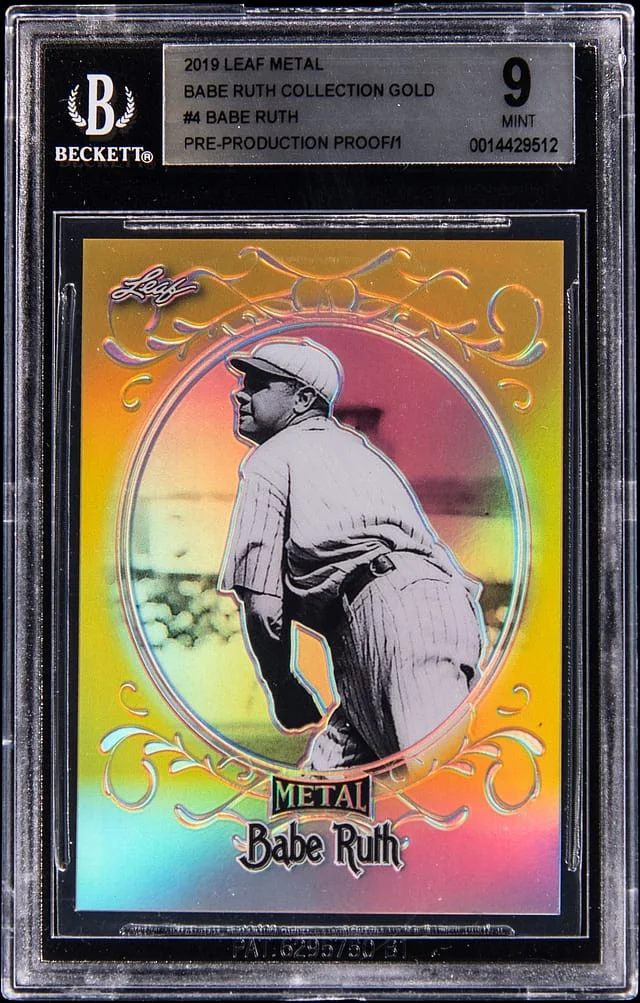 2019 Leaf Metal Babe Ruth Pre-Production Proof Babe Ruth Collection Gold #4 card image