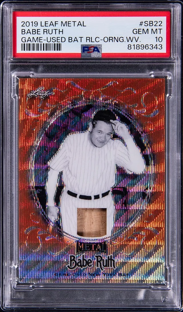 2019 Leaf Metal Babe Ruth Game-Used Bat Relic Orange Wave #SB-22 card image