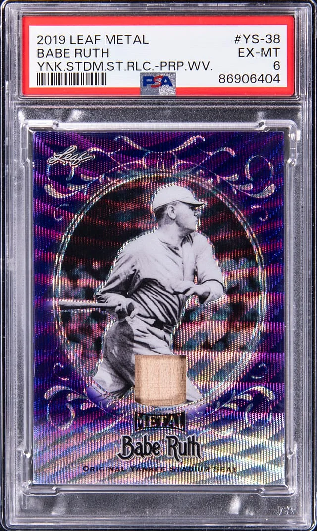 2019 Leaf Metal Babe Ruth Yankee Stadium Seat Relics Purple Wave #YS-38 card image