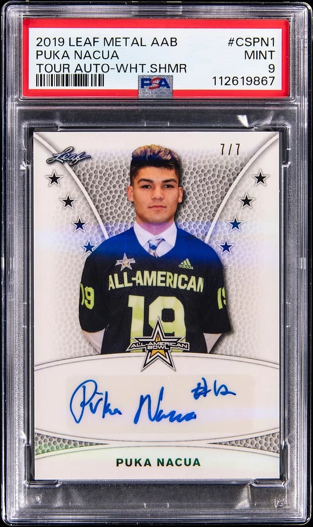 2019 Leaf Metal Puka Nacua All-American Bowl Tour Autograph White Shimmer #CS-PN1 card image