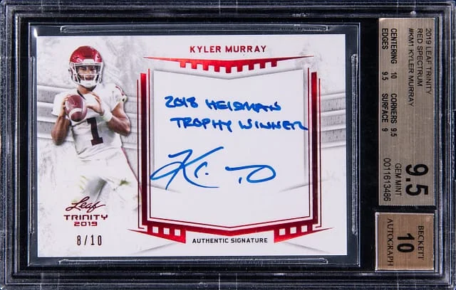 2019 Leaf Trinity Kyler Murray Red Spectrum #A-KM1 card image