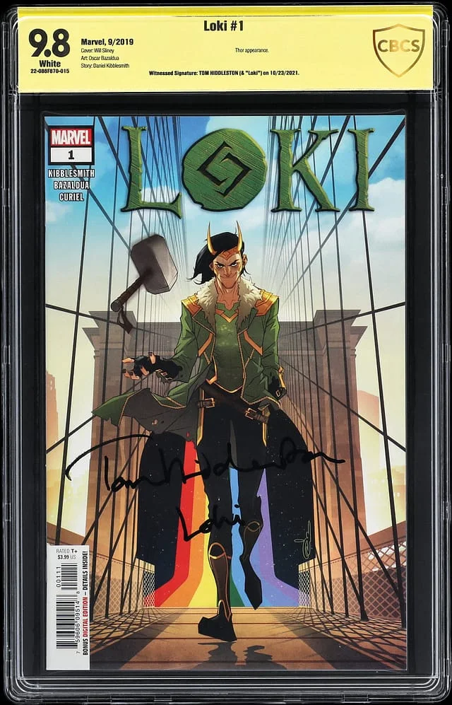2019 Marvel) - CBCS Signed, Inscribed by Tom Hiddleston #9.8 card image