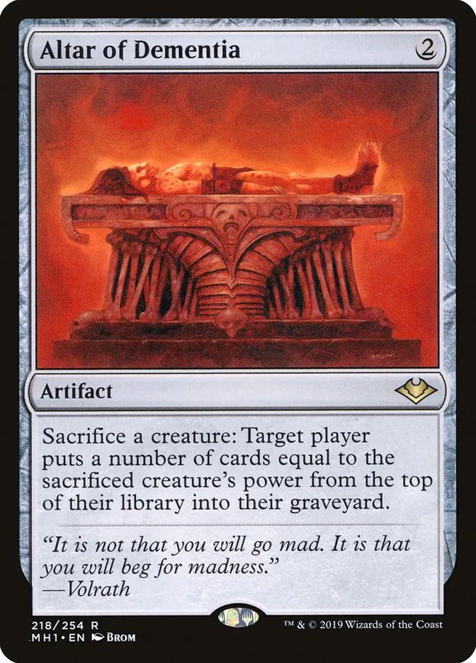 2019 Modern Horizons Altar of Dementia rare #218 unlisted card image