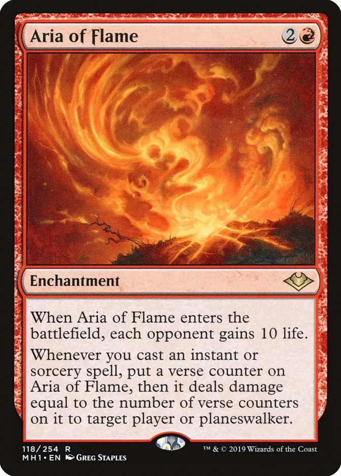 2019 Modern Horizons Aria of Flame rare #118 unlisted card image