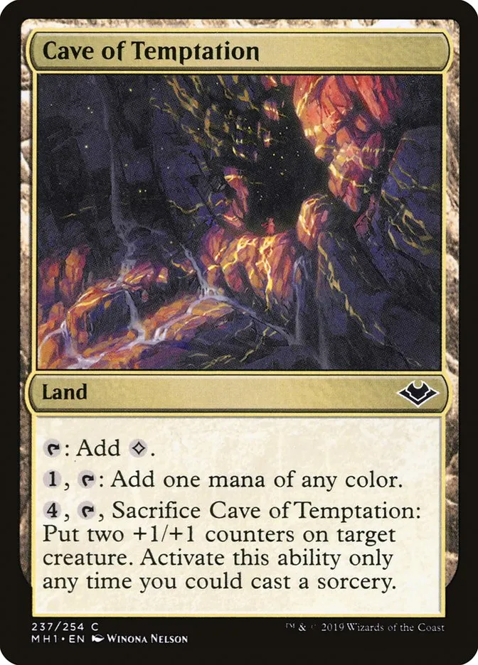 2019 Modern Horizons Cave of Temptation common #237 unlisted card image