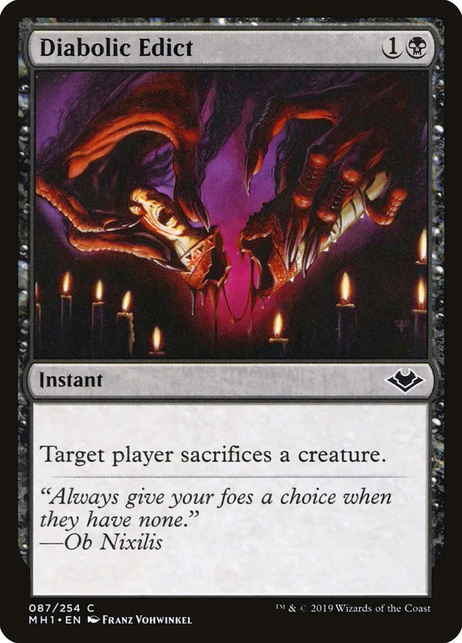 2019 Modern Horizons Diabolic Edict common #87 unlisted card image