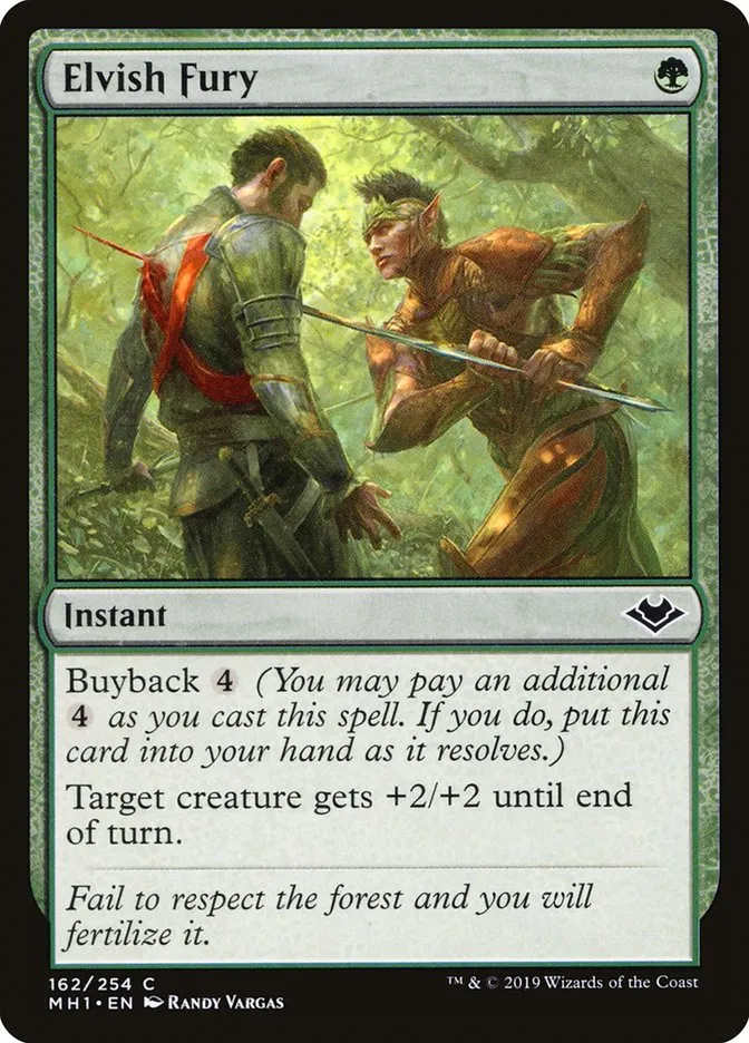 2019 Modern Horizons Elvish Fury common #162 unlisted card image