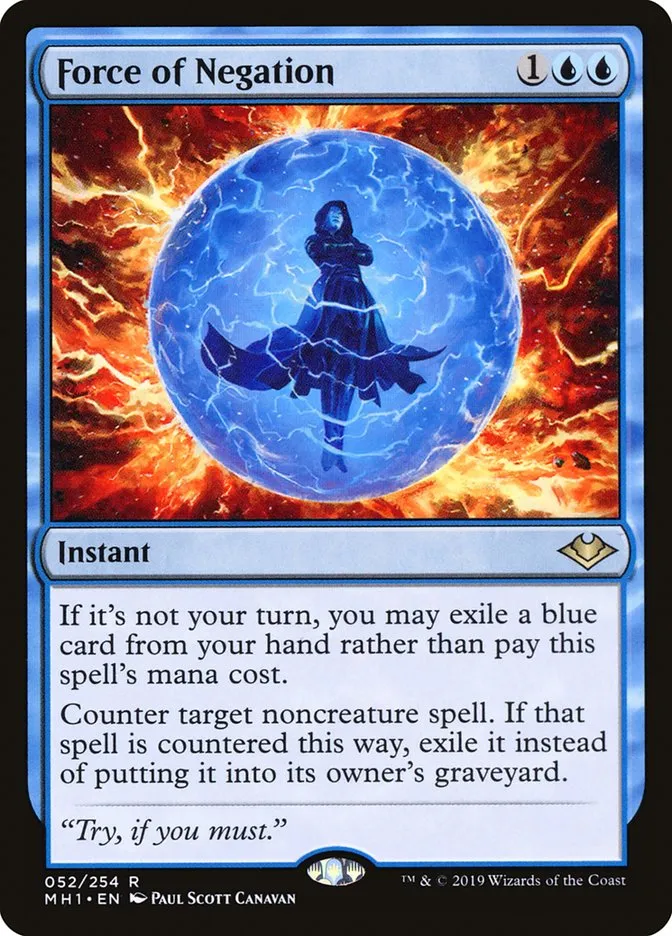 2019 Modern Horizons Force of Negation rare #52 unlisted card image