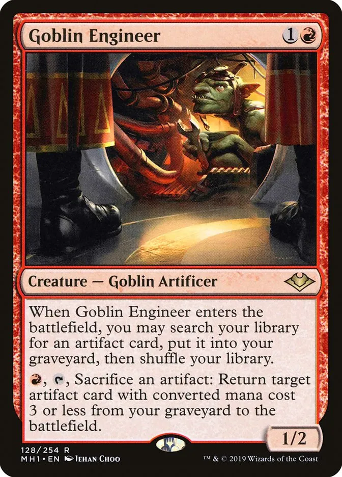 2019 Modern Horizons Goblin Engineer rare #128 unlisted card image