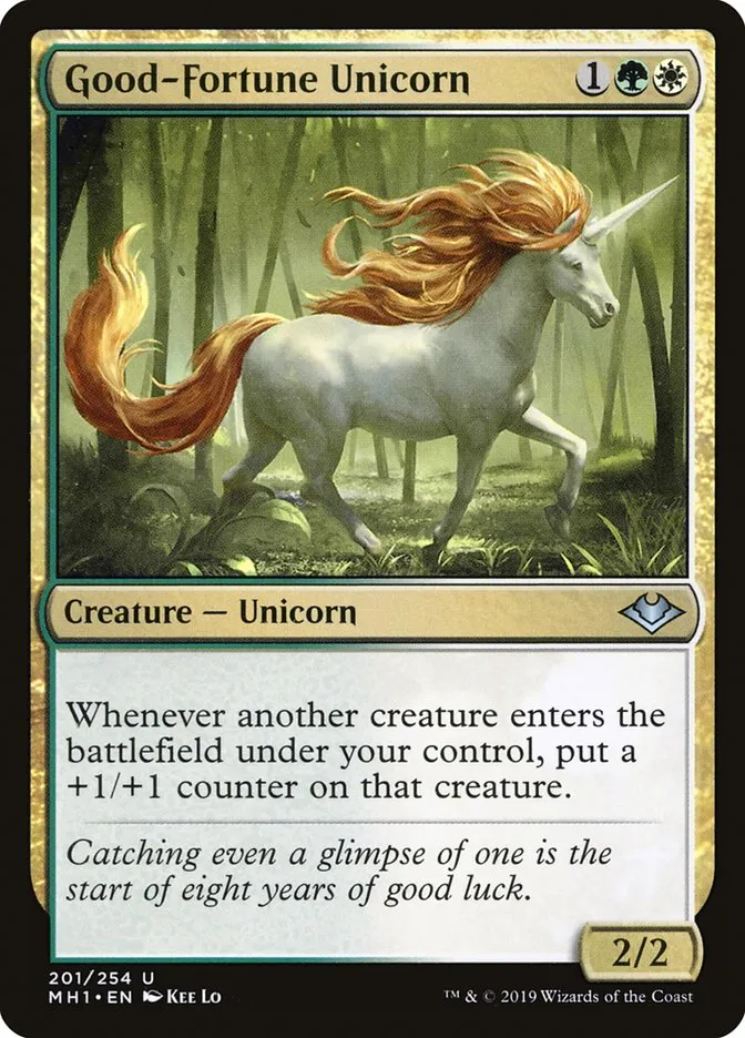 2019 Modern Horizons Good-Fortune Unicorn uncommon #201 unlisted card image