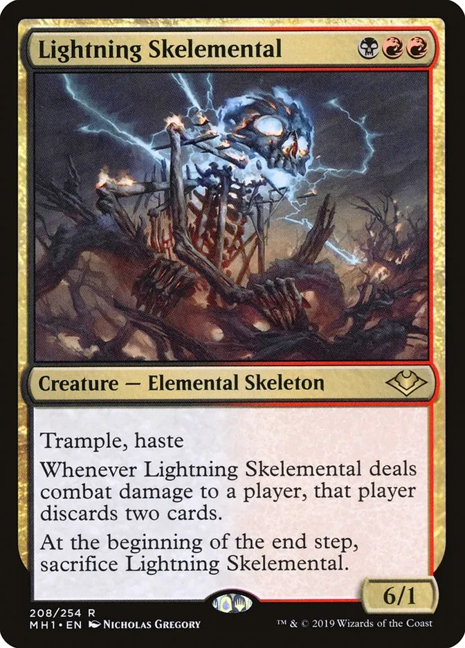 2019 Modern Horizons Lightning Skelemental rare #208 unlisted card image