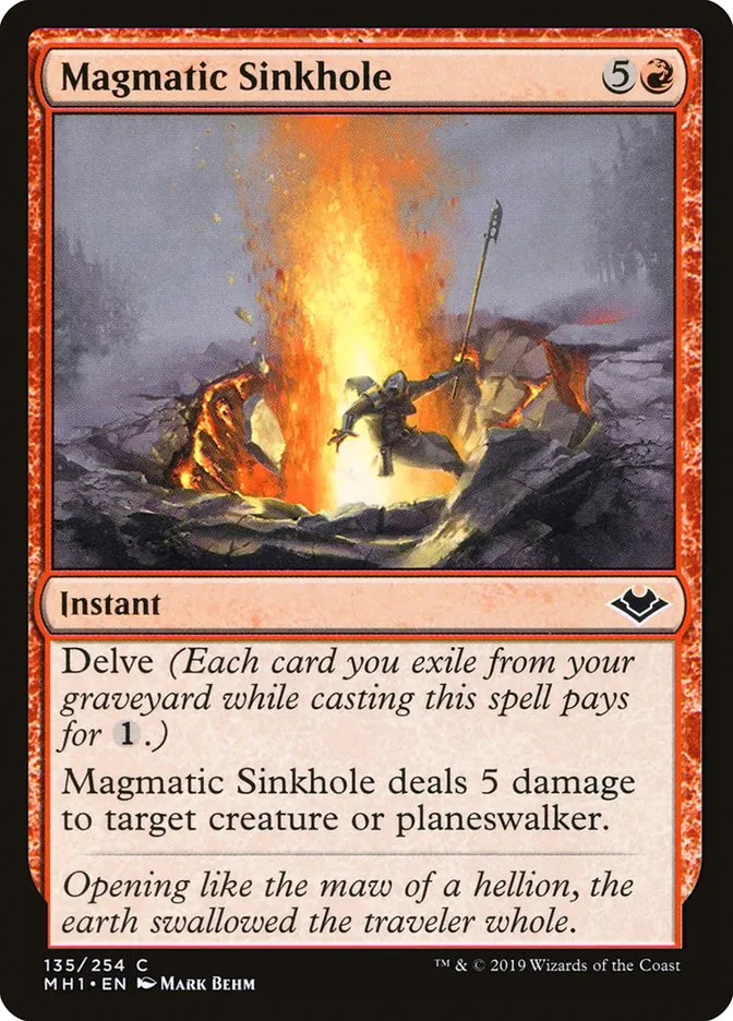 2019 Modern Horizons Magmatic Sinkhole common #135 unlisted card image