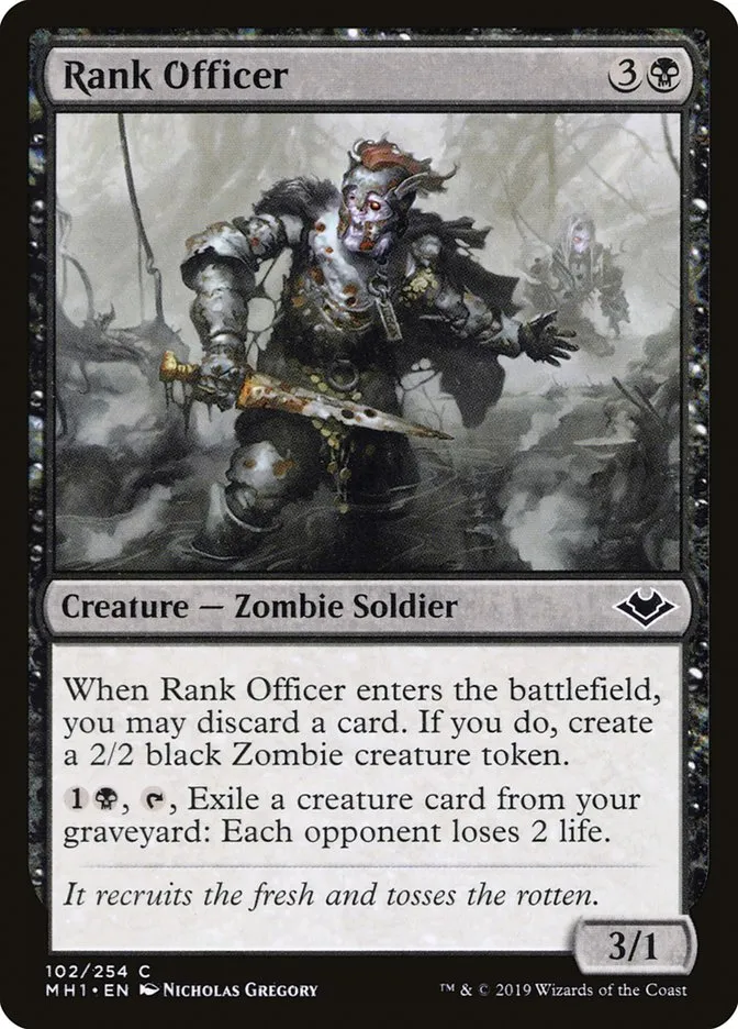 2019 Modern Horizons Rank Officer common #102 unlisted card image