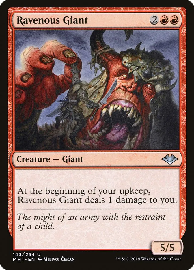 2019 Modern Horizons Ravenous Giant uncommon #143 unlisted card image