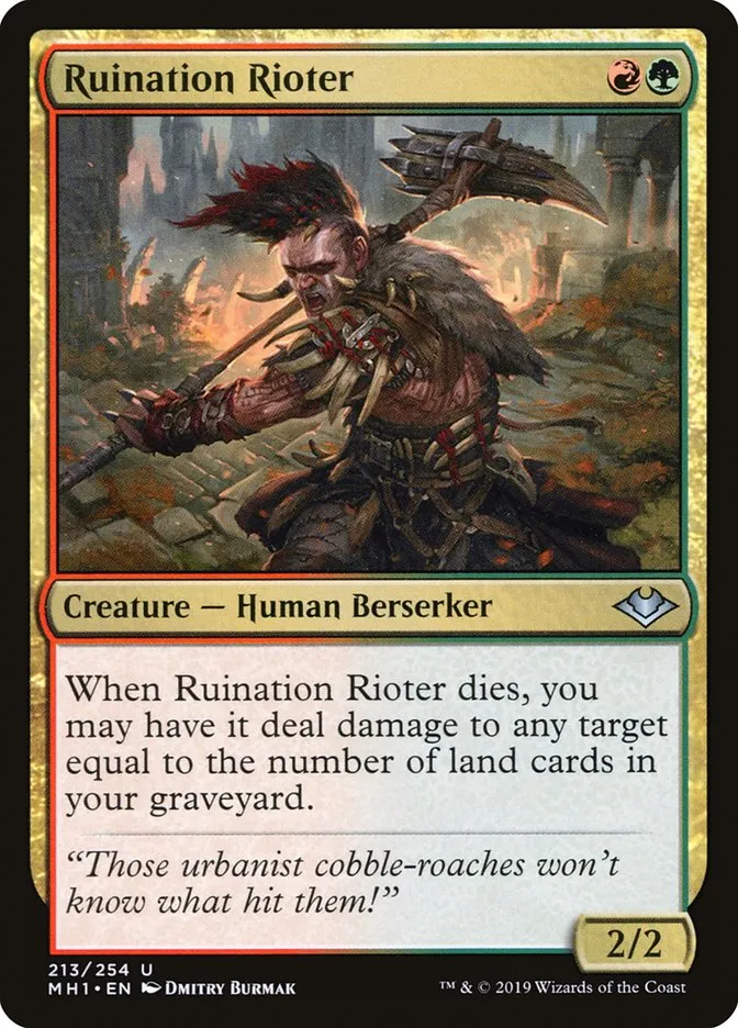 2019 Modern Horizons Ruination Rioter uncommon #213 unlisted card image
