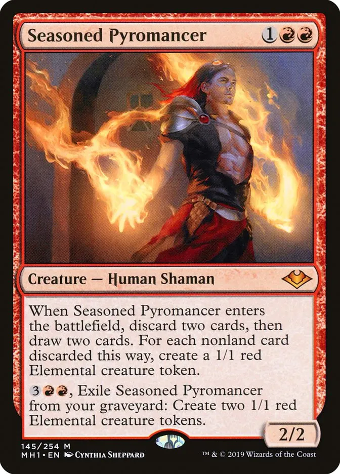 2019 Modern Horizons Seasoned Pyromancer mythic #145 unlisted card image