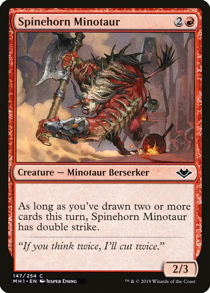 2019 Modern Horizons Spinehorn Minotaur common #147 unlisted card image