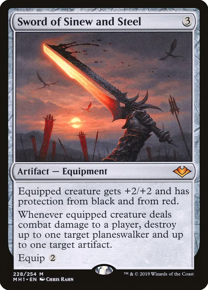 2019 Modern Horizons Sword of Sinew and Steel mythic #228 unlisted card image
