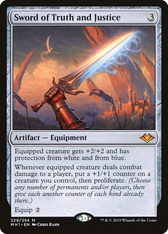 2019 Modern Horizons Sword of Truth and Justice mythic #229 unlisted card image