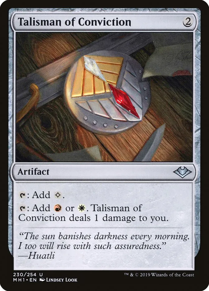 2019 Modern Horizons Talisman of Conviction uncommon #230 unlisted card image