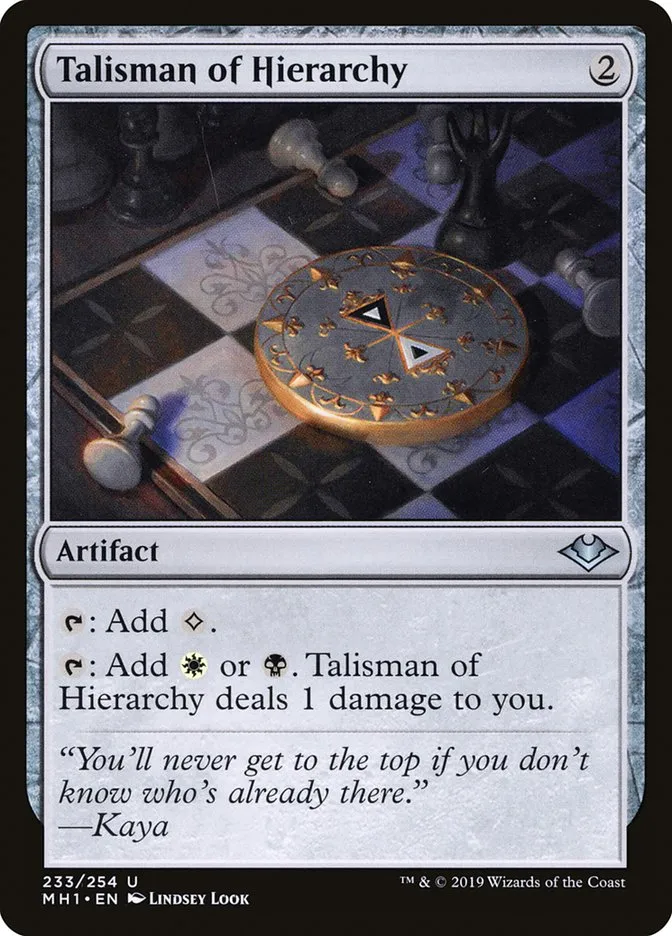 2019 Modern Horizons Talisman of Hierarchy uncommon #233 unlisted card image