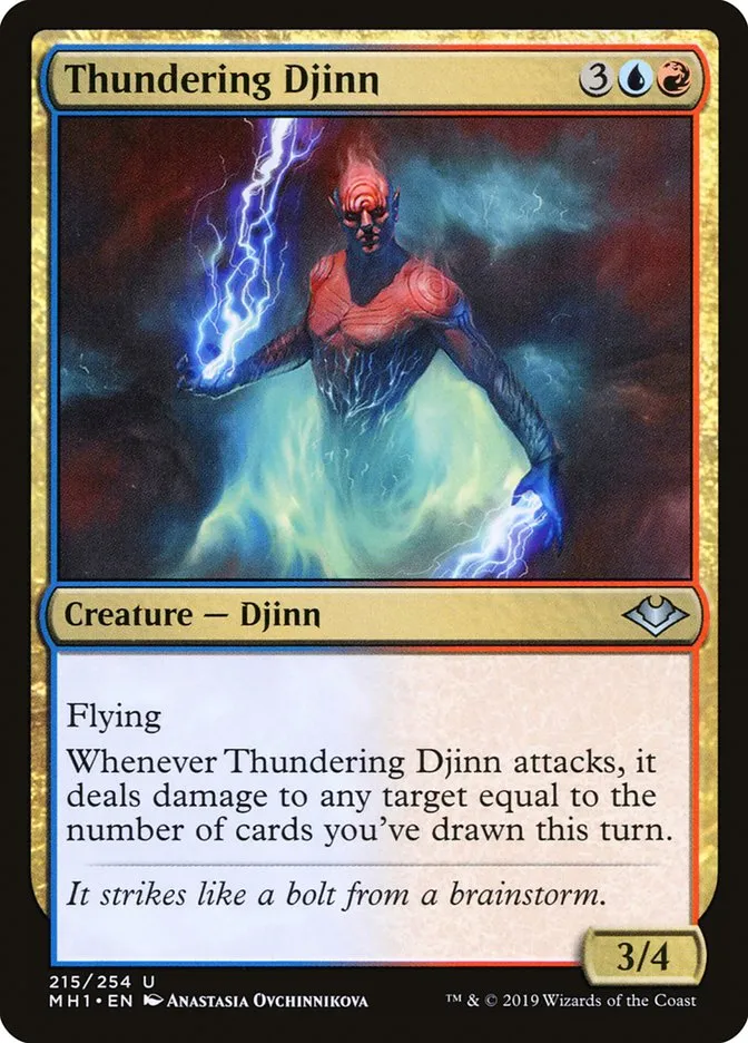 2019 Modern Horizons Thundering Djinn uncommon #215 unlisted card image