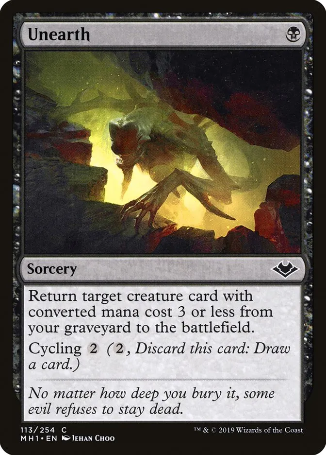 2019 Modern Horizons Unearth common #113 unlisted card image