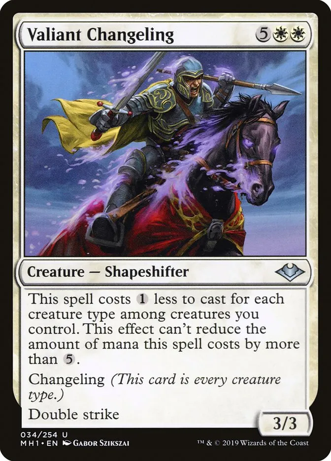 2019 Modern Horizons Valiant Changeling uncommon #34 unlisted card image