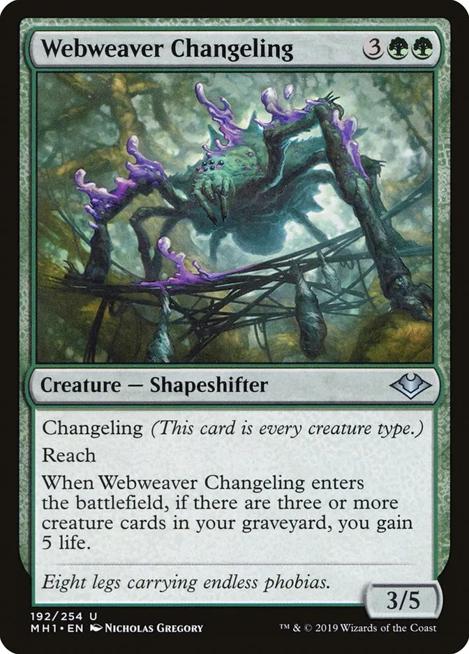 2019 Modern Horizons Webweaver Changeling uncommon #192 unlisted card image