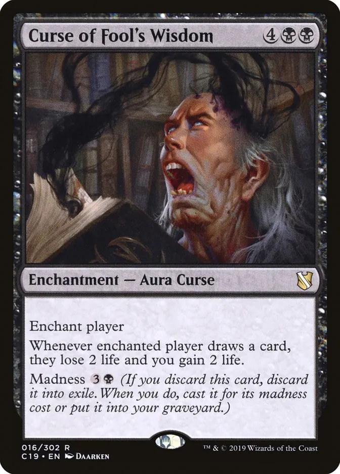 2019 Commander 2019 Curse of Fool's Wisdom #16 rare card image