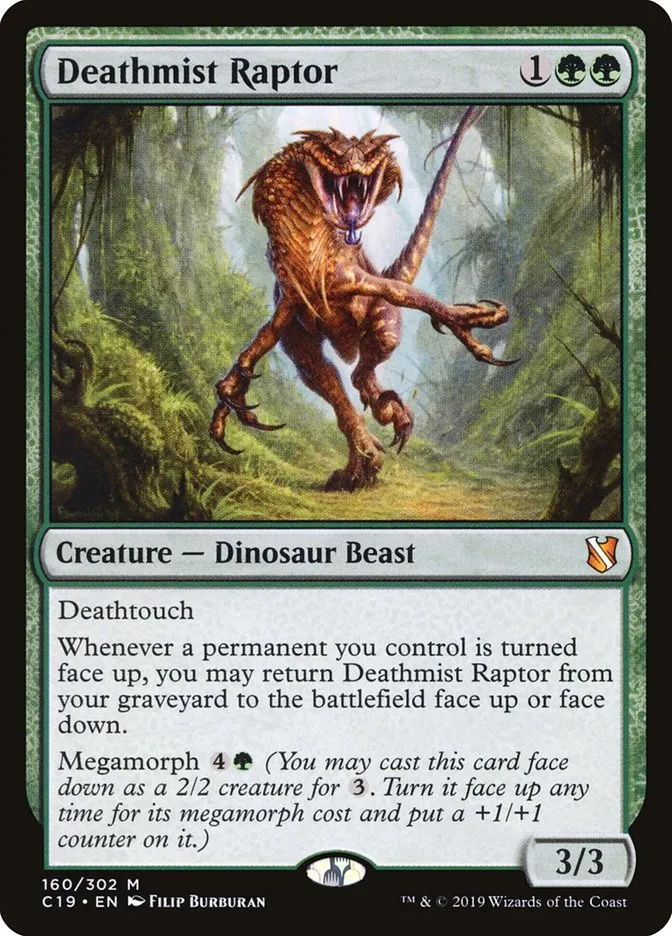 2019 Commander 2019 Deathmist Raptor #160 mythic card image