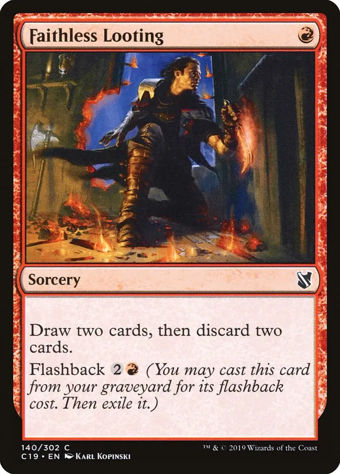 2019 Commander 2019 Faithless Looting #140 common card image