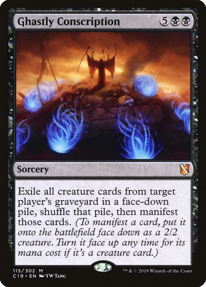 2019 Commander 2019 Ghastly Conscription #115 mythic card image