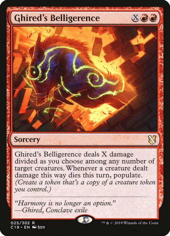 2019 Commander 2019 Ghired's Belligerence #25 rare card image