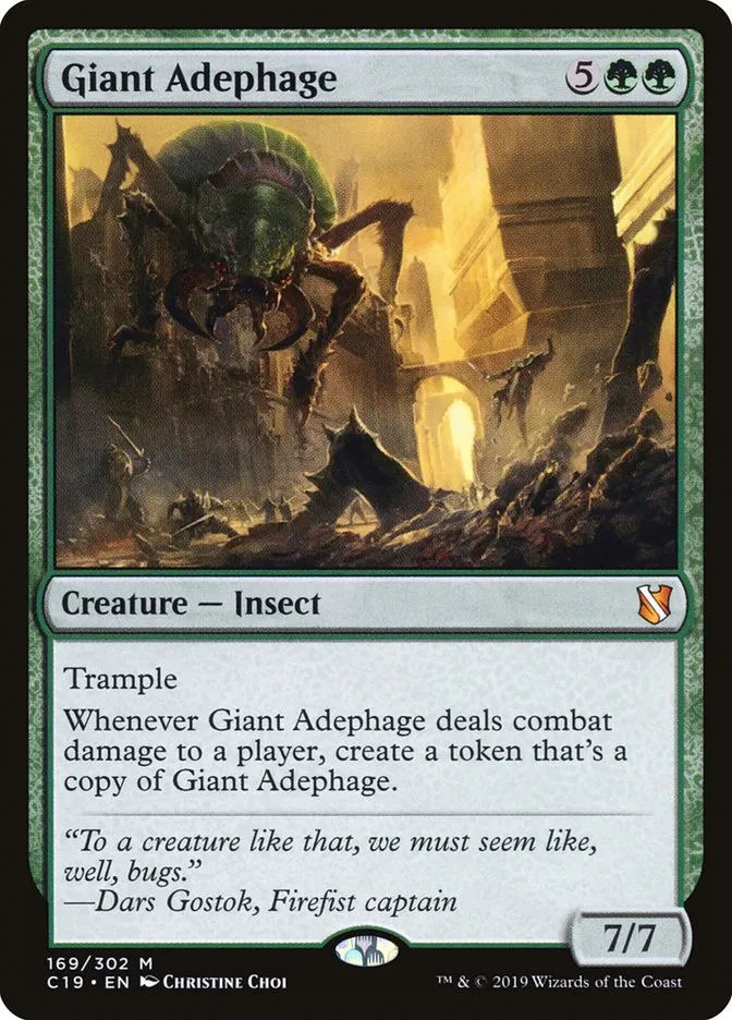 2019 Commander 2019 Giant Adephage mythic #169 mythic card image
