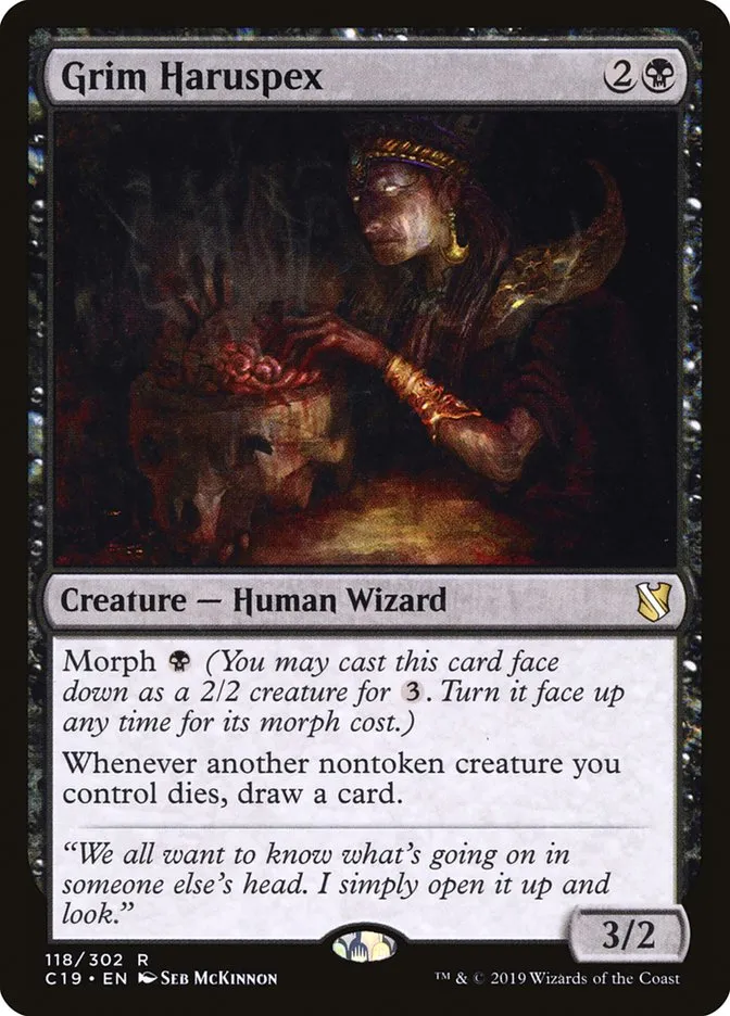 2019 Commander 2019 Grim Haruspex rare #118 rare card image