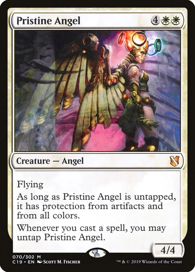 2019 Commander 2019 Pristine Angel mythic #70 mythic card image