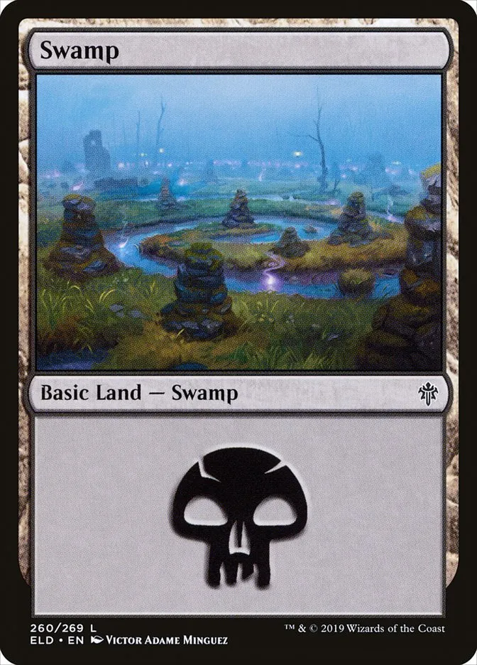 2019 Throne of Eldraine Swamp #260 common card image