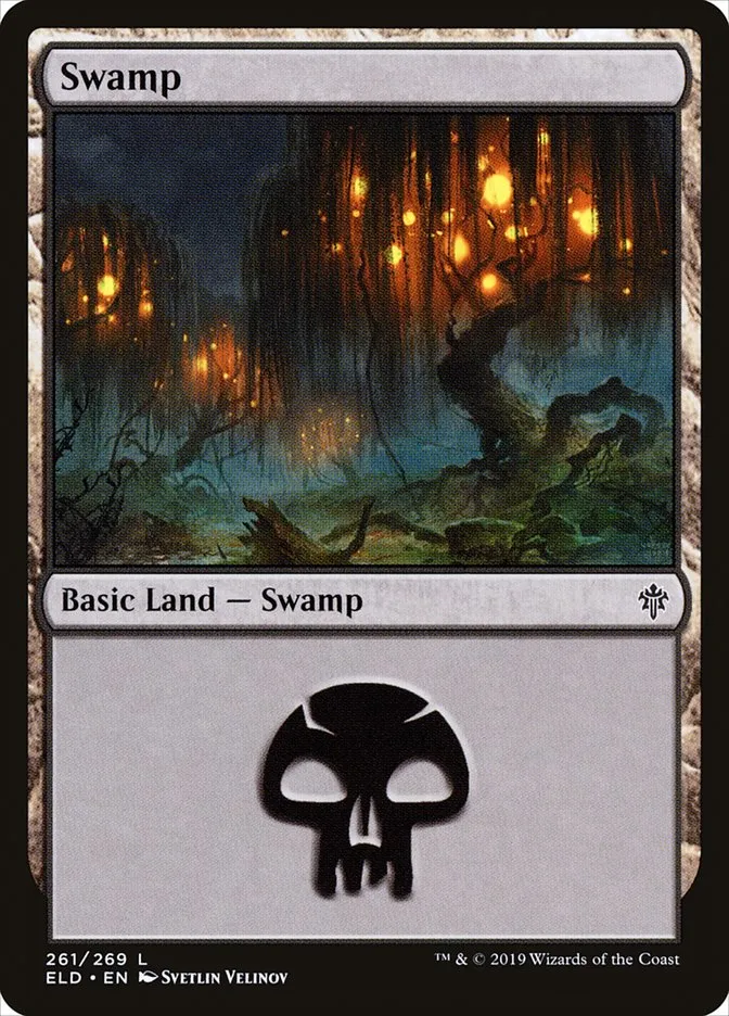 2019 Throne of Eldraine Swamp #261 common card image
