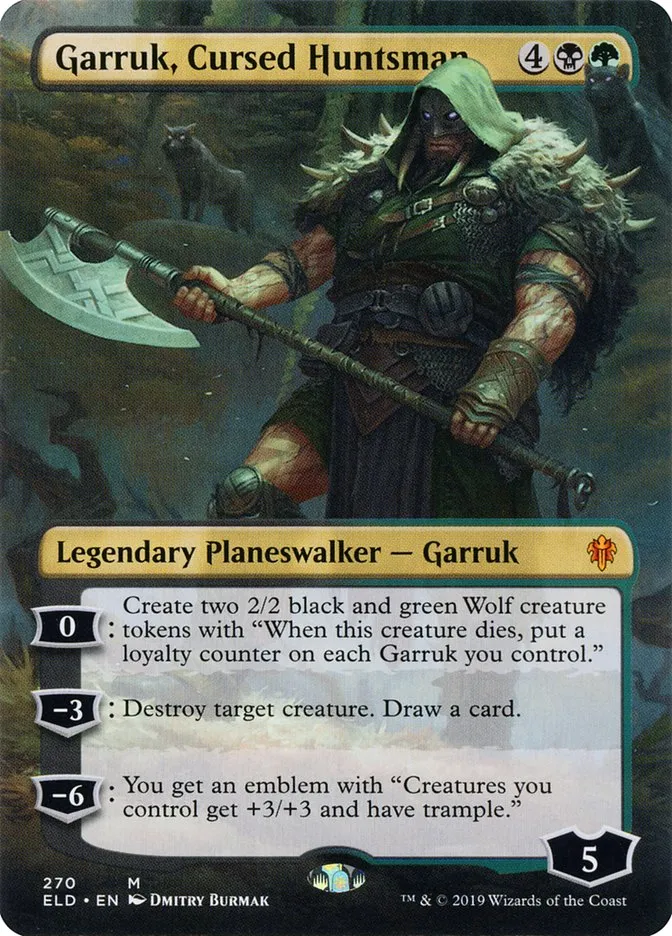 2019 Throne of Eldraine Garruk, Cursed Huntsman mythic #270 mythic card image