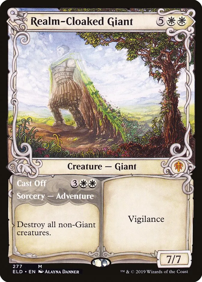 2019 Throne of Eldraine Realm-Cloaked Giant // Cast Off mythic #277 mythic card image